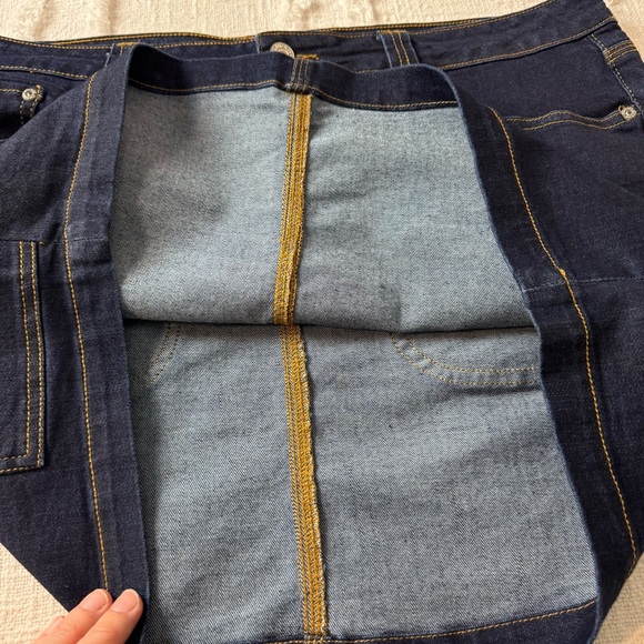Dickies Dark Wash Denim Blue Jean Utility Mini Skirt Contrast Stitch Y2K Size 15 - Picture 7 of 7